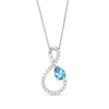 Thumbnail Image 0 of Pear-Shaped Swiss Blue Topaz and White Lab-Created Sapphire Loop Infinity Pendant in Sterling Silver