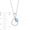 Thumbnail Image 2 of Pear-Shaped Swiss Blue Topaz and White Lab-Created Sapphire Loop Infinity Pendant in Sterling Silver