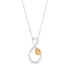 Pear-Shaped Citrine and White Lab-Created Sapphire Loop Infinity Pendant in Sterling Silver