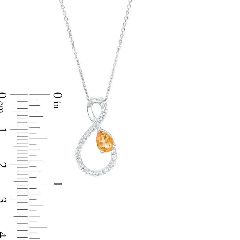 Pear-Shaped Citrine and White Lab-Created Sapphire Loop Infinity Pendant in Sterling Silver|Peoples Jewellers