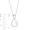 Pear-Shaped Lab-Created Opal and White Lab-Created Sapphire Infinity Ribbon Pendant in Sterling Silver