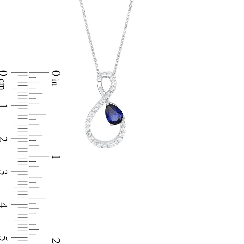 Pear-Shaped Blue and White Lab-Created Sapphire Loop Infinity Pendant in Sterling Silver