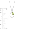 Thumbnail Image 2 of Pear-Shaped Peridot and White Lab-Created Sapphire Loop Infinity Pendant in Sterling Silver