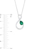 Thumbnail Image 2 of Pear-Shaped Lab-Created Emerald and White Lab-Created Sapphire Loop Infinity Pendant in Sterling Silver