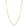 Italian Gold 0.25 CT. T.W. Diamond Paper Clip Chain Necklace in 18K Two-Tone Gold - 17.5"