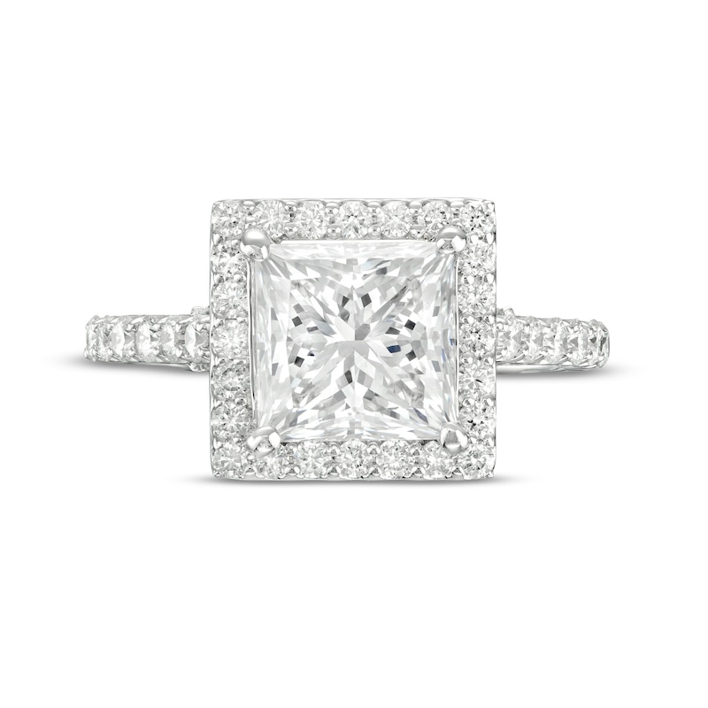 3.75 CT. T.W. Princess-Cut Certified Lab-Created Diamond Square Frame Engagement Ring in 14K White Gold (F/SI2)|Peoples Jewellers