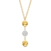 0.20 CT. T.W. Multi-Diamond and Bead Station Dangle Necklace in 18K Two-Tone Gold - 17"