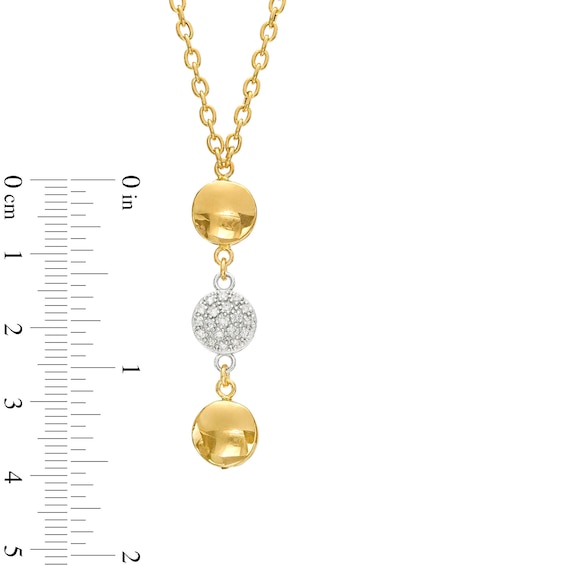 0.20 CT. T.W. Multi-Diamond and Bead Station Dangle Necklace in 18K Two-Tone Gold - 17"