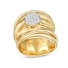 Thumbnail Image 0 of Italian Gold 0.20 CT. T.W. Multi-Diamond Layered Multi-Row Ring in 18K Gold