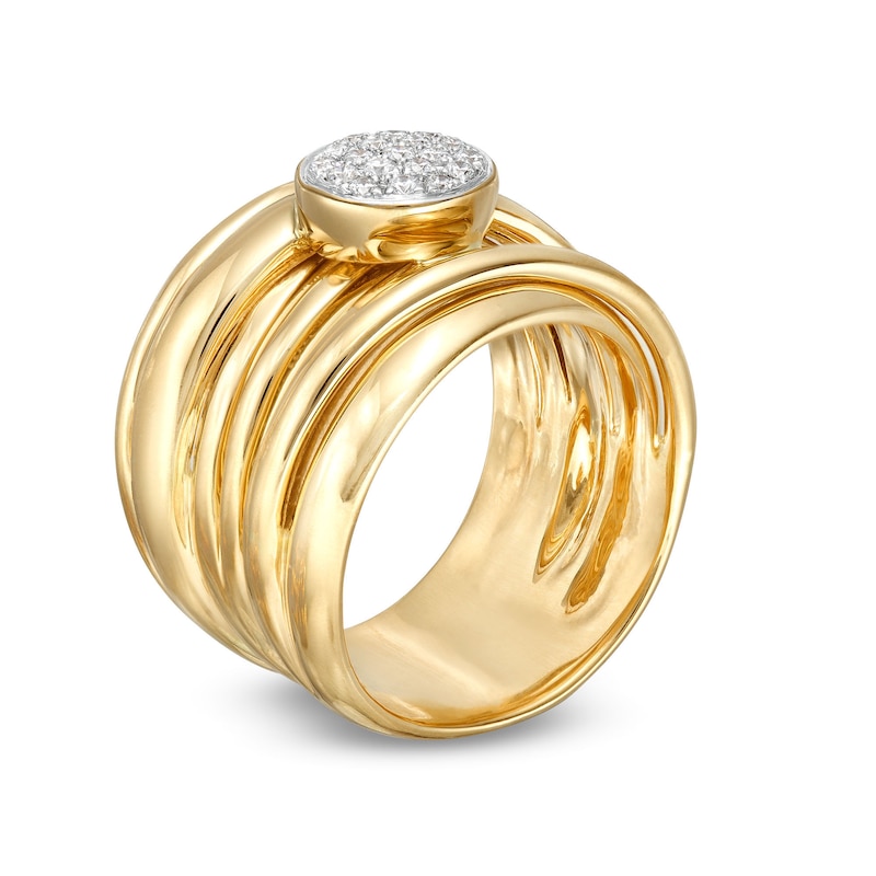 Italian Gold 0.20 CT. T.W. Multi-Diamond Layered Multi-Row Ring in 18K Gold|Peoples Jewellers