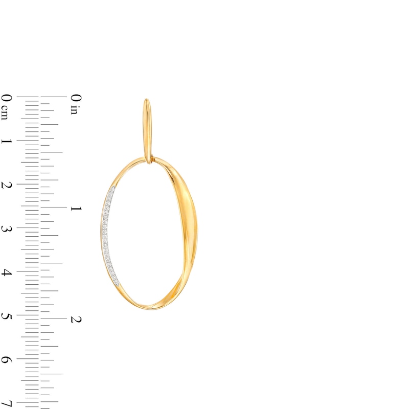 Italian Gold 0.18 CT. T.W. Diamond Oval Drop Earrings in 18K Gold|Peoples Jewellers
