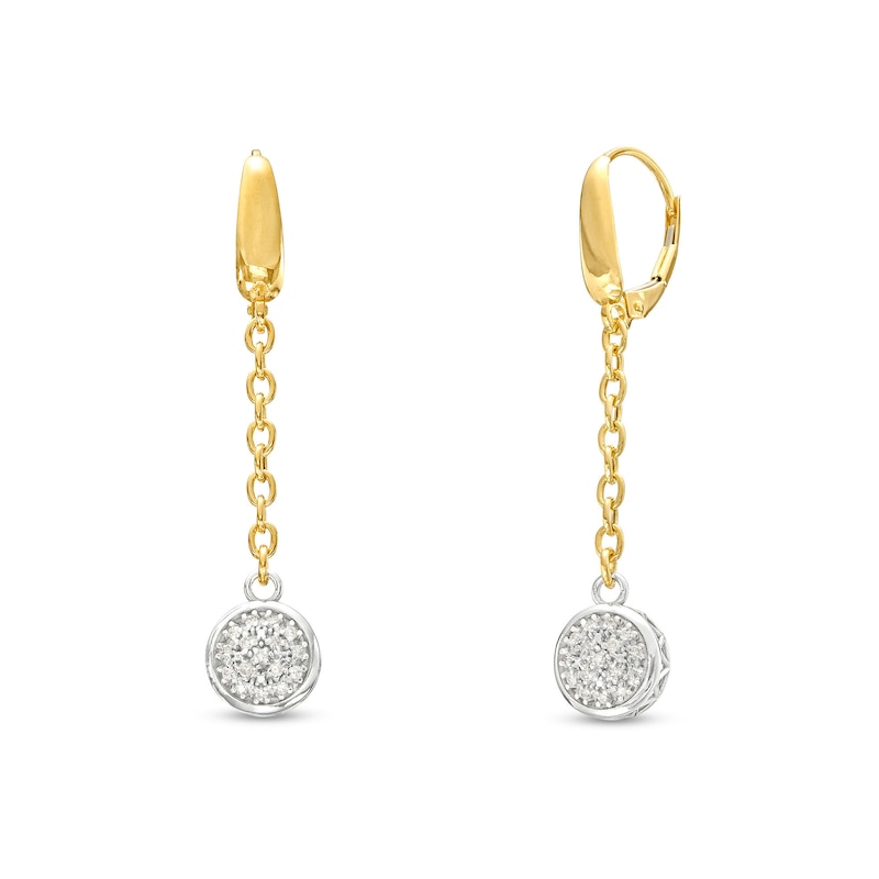 Italian Gold 0.40 CT. T.W. Multi-Diamond Rolo Chain Drop Earrings in 18K Two-Tone Gold|Peoples Jewellers