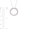 White Lab-Created Sapphire and Lab-Created Ruby Double Row Circle Pendant in Sterling Silver