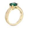 7.0mm Asscher-Cut Lab-Created Emerald and White Lab-Created Sapphire Edge Ring in 10K Gold