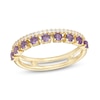 Amethyst and White Lab-Created Sapphire Split Double Row Band in 10K Gold