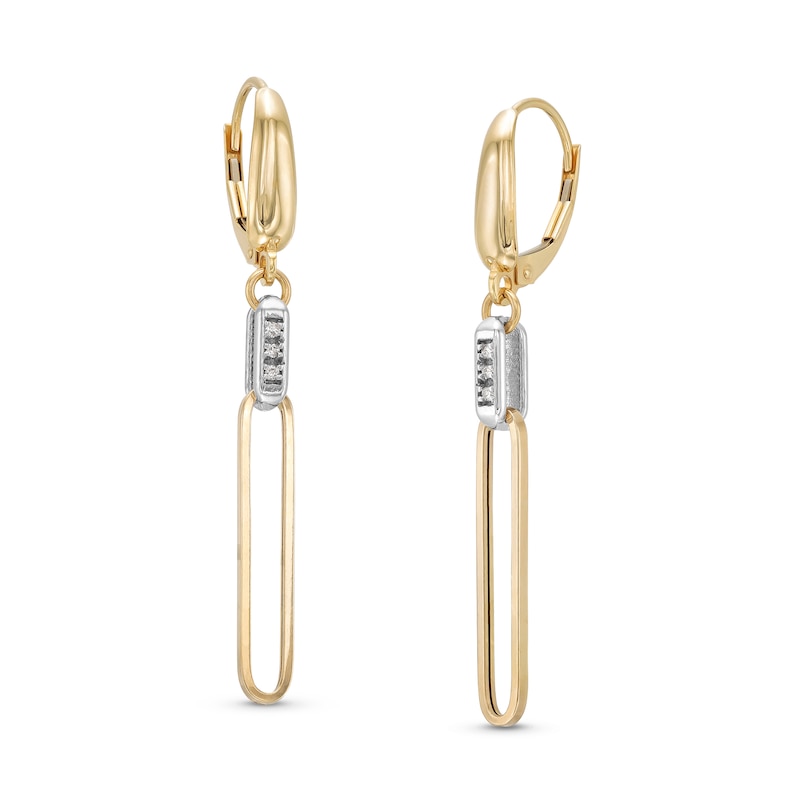Italian Gold 0.04 CT. T.W. Diamond Paper Clip Drop Earrings in 14K Two-Tone Gold|Peoples Jewellers