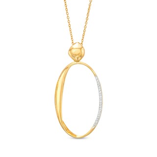 0.085 CT. T.W. Diamond Oval Pendant in 18K Gold