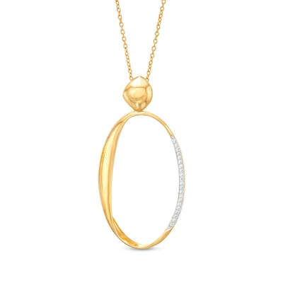 0.085 CT. T.W. Diamond Oval Pendant in 18K Gold