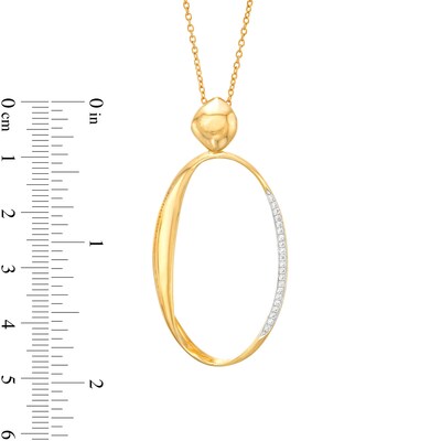 0.085 CT. T.W. Diamond Oval Pendant in 18K Gold