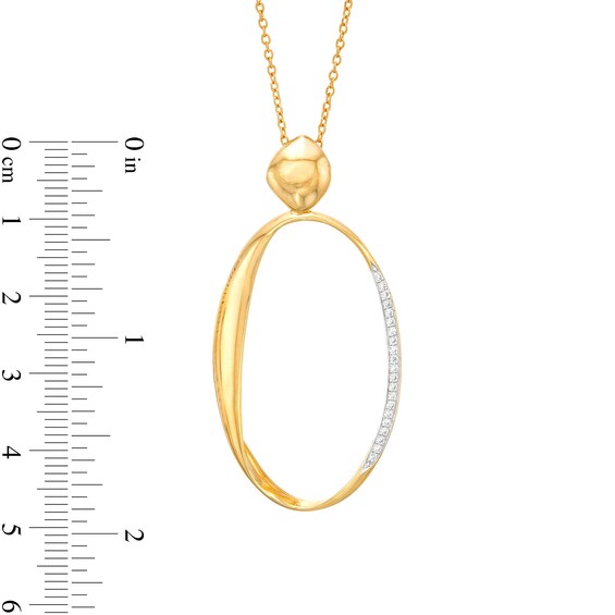 0.085 CT. T.W. Diamond Oval Pendant in 18K Gold