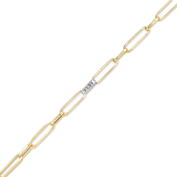 Italian Gold 0.25 CT. T.W. Diamond Paper Clip Chain Bracelet in 18K Two-Tone Gold - 7.5"