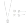 0.45 CT. T.W. Princess-Cut and Round Diamond Solitaire Pendant and Earrings Set in 10K White Gold (J/I3)