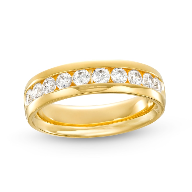 Men’s 1.00 CT. T.W. Certified Lab-Created Diamond Ten Stone Wedding Band in 14K Gold (F/SI2)|Peoples Jewellers
