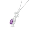 Pear-Shaped Amethyst and Diamond Accent Collar Dog Outline Pendant in Sterling Silver