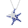 Thumbnail Image 0 of Blue and White Lab-Created Sapphire Motherly Love Starfish Pendant in Sterling Silver