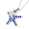 Blue and White Lab-Created Sapphire Motherly Love Starfish Pendant in Sterling Silver