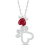 5.0mm Heart-Shaped Lab-Created Ruby and White Lab-Created Sapphire Motherly Love Paw Prints Pendant in Sterling Silver