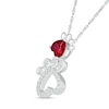 5.0mm Heart-Shaped Lab-Created Ruby and White Lab-Created Sapphire Motherly Love Paw Prints Pendant in Sterling Silver