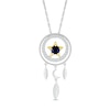 Thumbnail Image 1 of 4.0mm Blue and White Lab-Created Sapphire Star with Crescent Moon Dream Catcher Pendant in Sterling Silver and 10K Gold