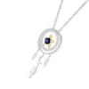 Thumbnail Image 2 of 4.0mm Blue and White Lab-Created Sapphire Star with Crescent Moon Dream Catcher Pendant in Sterling Silver and 10K Gold