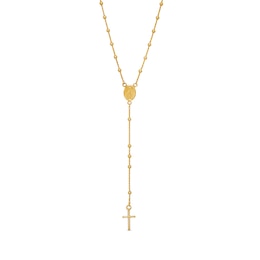 Italian Gold Brilliance Bead Rosary Necklace in 14K Gold