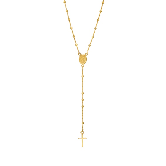 Italian Gold Brilliance Bead Rosary Necklace in 14K Gold