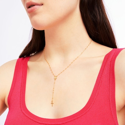 Brilliance Bead Rosary Necklace in 14K Gold