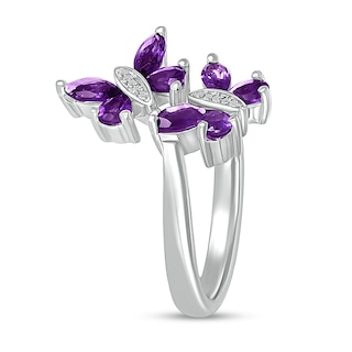 Marquise and Pear-Shaped Amethyst with Diamond Accent Double Butterfly ...