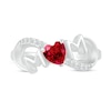 5.0mm Heart-Shaped Lab-Created Ruby and White Lab-Created Sapphire "MOM" Infinity Ring in Sterling Silver