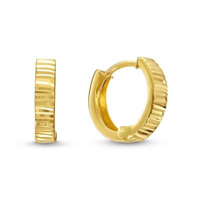 Diamond-Cut 12.0mm Huggie Hoop Earrings in 10K Gold