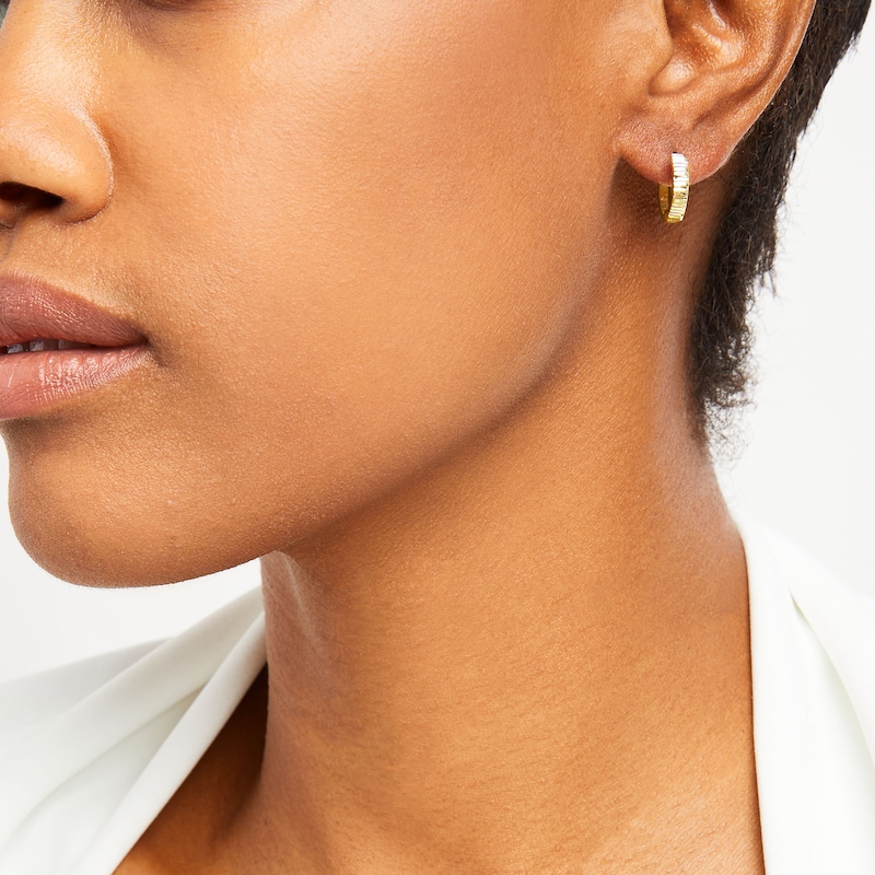 Diamond-Cut 12.0mm Huggie Hoop Earrings in 10K Gold|Peoples Jewellers