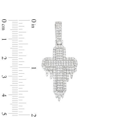 Men's 1.00 CT. T.W. Diamond Drip Frame Cross Charm in 10K White Gold