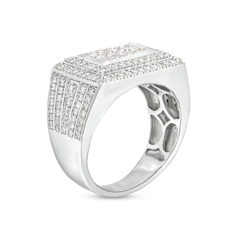 Men's 2.00 CT. T.W. Multi-Diamond Edge Rectangle Top Ring in 10K White Gold|Peoples Jewellers