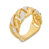Thumbnail Image 2 of Men's 0.25 CT. T.W. Diamond Squared Curb Chain Ring in 10K Gold