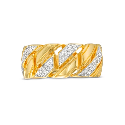 Men's 0.25 CT. T.W. Diamond Squared Curb Chain Ring in 10K Gold