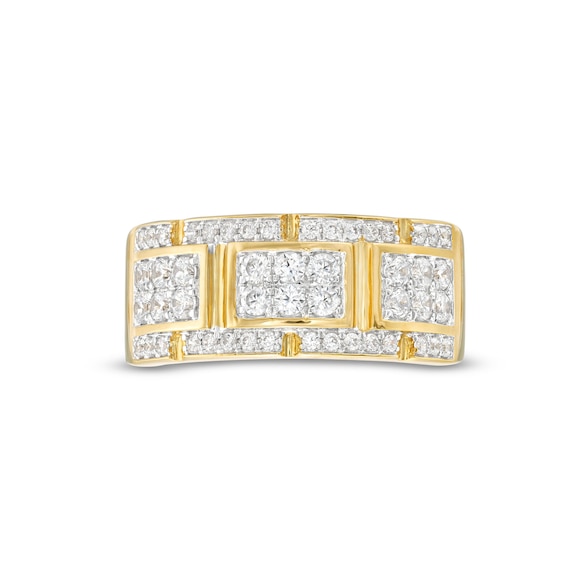 Men's 1.00 CT. T.W. Diamond Brick Pattern Ring in 10K Gold