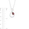 Pear-Shaped Garnet and White Lab-Created Sapphire Loop Infinity Pendant in Sterling Silver