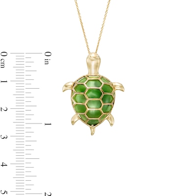 Jade Turtle Pendant in 14K Gold