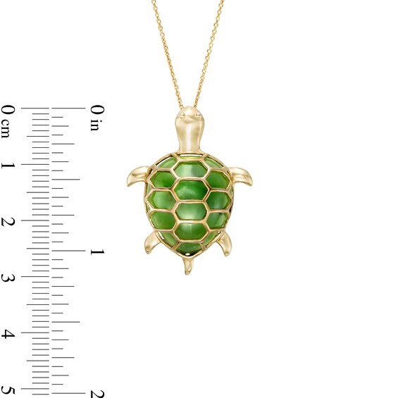 Jade Turtle Pendant in 14K Gold