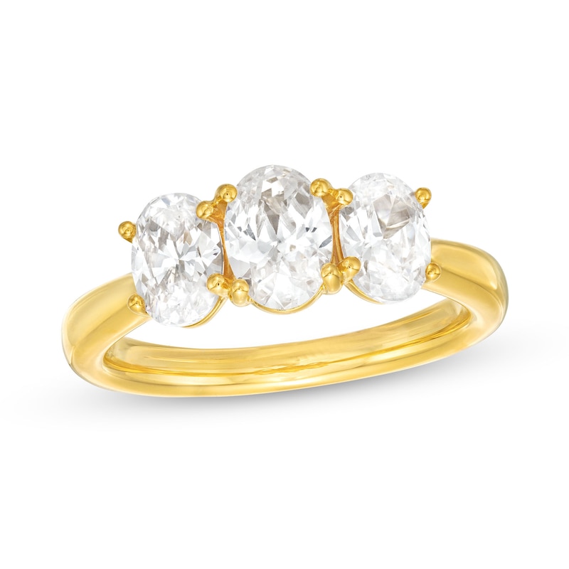 2.00 CT. T.W. Oval Diamond Past Present Future® Engagement Ring in 14K Gold (I/SI2)|Peoples Jewellers